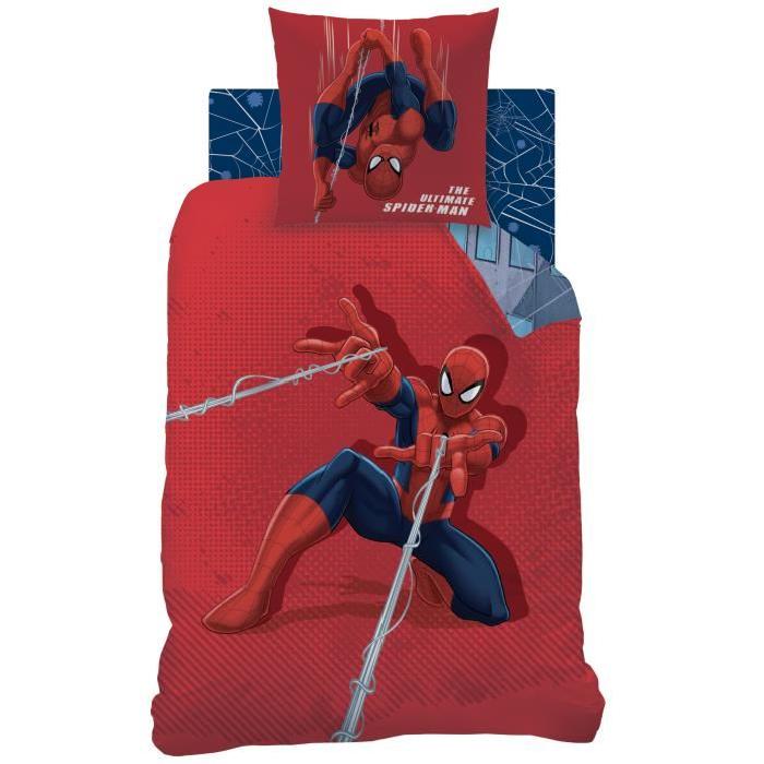 SPIDERMAN TOWER Parure de Couette enfant Coton 140 x 200 cm