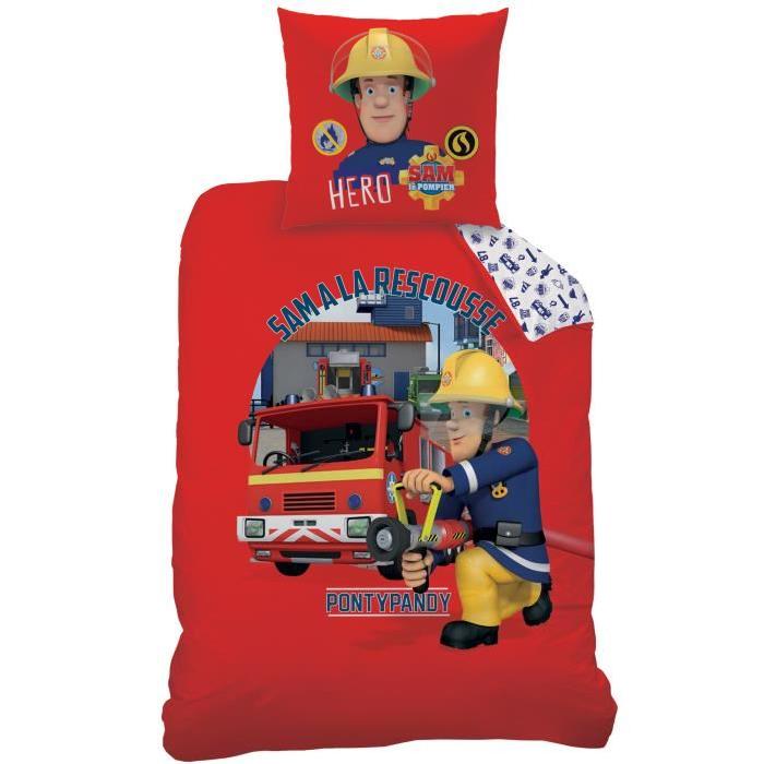 SAM LE POMPIER FIRE CREW Parure de Couette  enfant Coton 140 x 200 cm