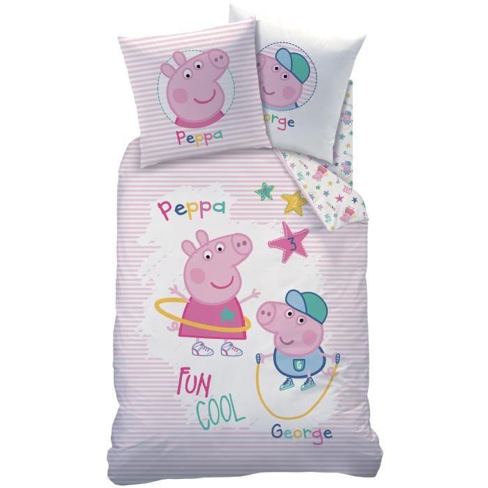 PEPPA PIG Parure de Couette enfant Coton 140 x 200 cm