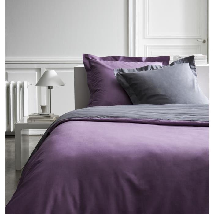 TODAY PREMIUM Parure de couette percale bicolore - 1 housse de couette 220x240 cm figue et canon de fusil