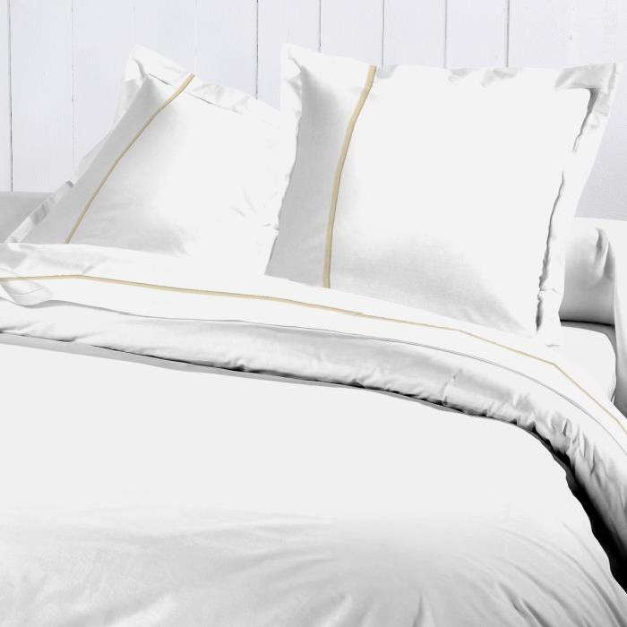 DAVID OLIVIER Parure de couette 100% coton - 1 Housse de couette Percale BLANC 220x240cm - Blanc