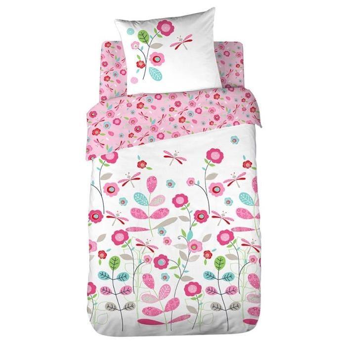 COTE DECO KIDS Colibri Housse de couette 100% Coton - 140x200 cm avec 1 taie - 63x63 cm