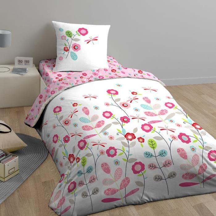 COTE DECO KIDS Colibri Housse de couette 100% Coton - 140x200 cm avec 1 taie - 63x63 cm