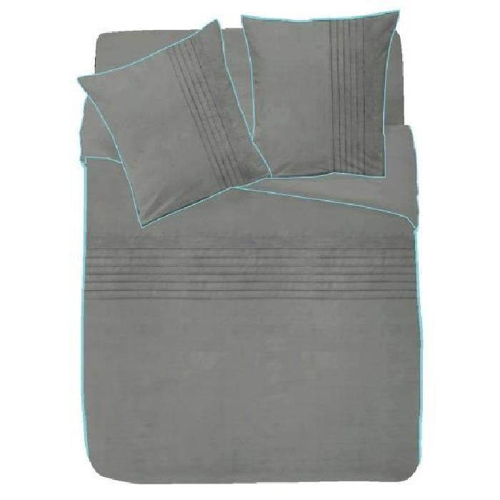 FINLANDEK Parure de couette Plissé 100% coton - 1 housse de couette 220x240 cm + 2 taies d'oreillers 63x63 cm gris