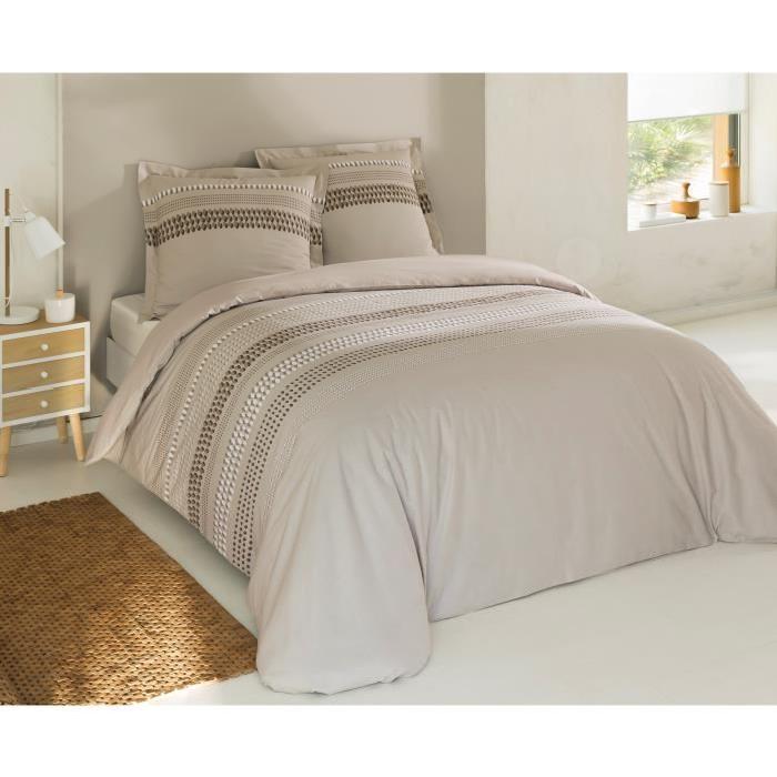 VISION Parure de couette 100% Coton ANTHONY Beige 200x200cm