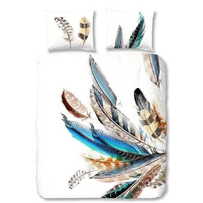 GOOD MORNING Parure de couette Coton Feather - 1 housse de couette 200x200cm + 2 taies d'oreiller 60x70cm - Multicouleurs