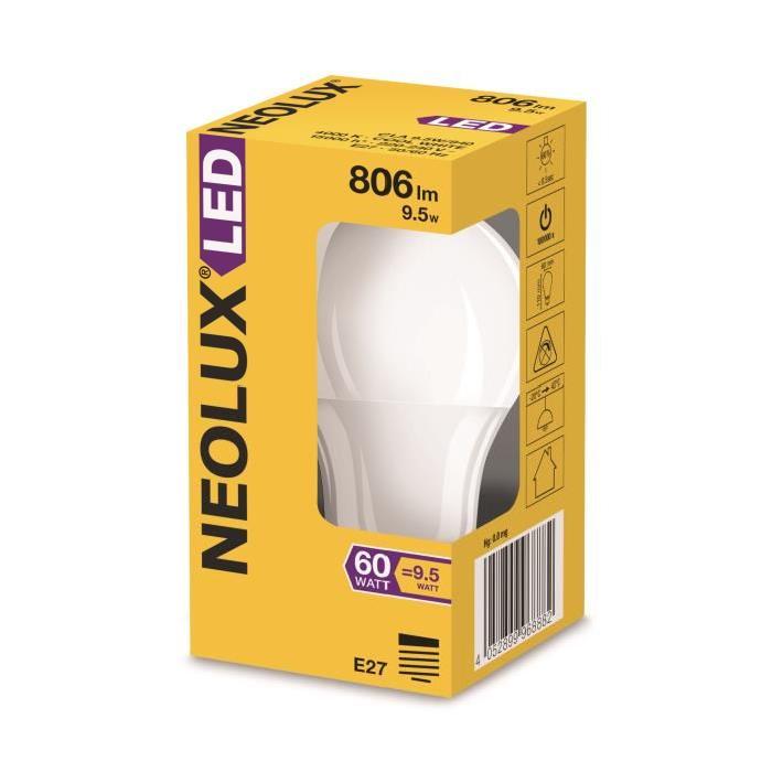 NEOLUX Ampoule LED E27 standard dépolie 9,5 W équivalent a 60 W blanc froid