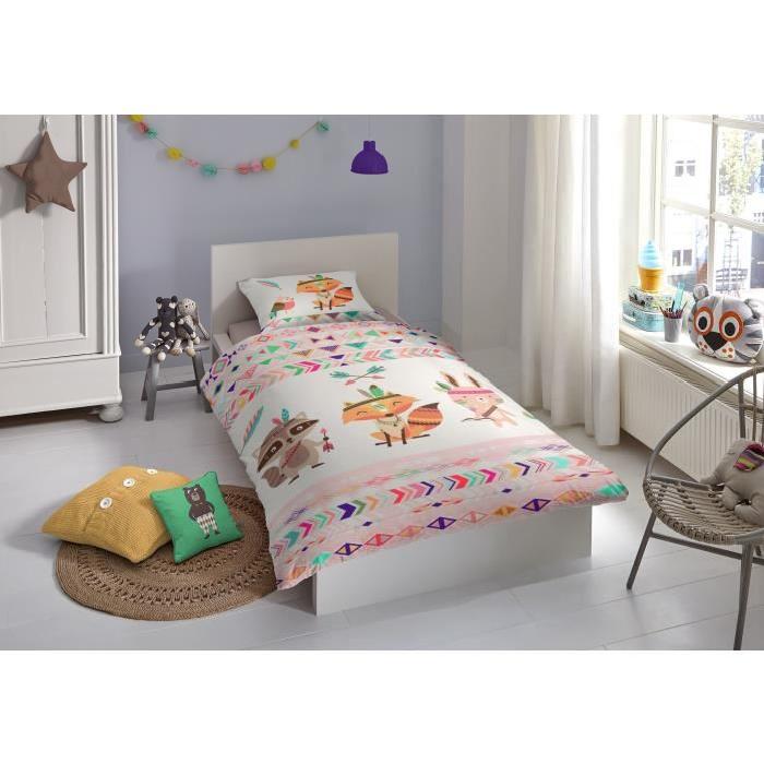 GOOD MORNING Parure de couette Coton ADVENTURE - 1 housse de couette 140x200cm + 1 taie d'oreiller 60x70cm - Multicolore