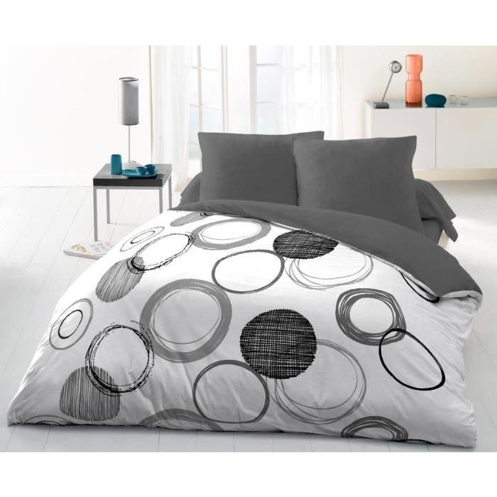 AUDACE Parure de couette Microfibre 100% Polyester - 1 housse de couette 220x240cm + 2 taies 63x63cm - GRIS