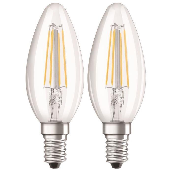 OSRAM Lot de 2 Ampoules LED E14 flamme claire 4 W équivalent a 40 W blanc chaud