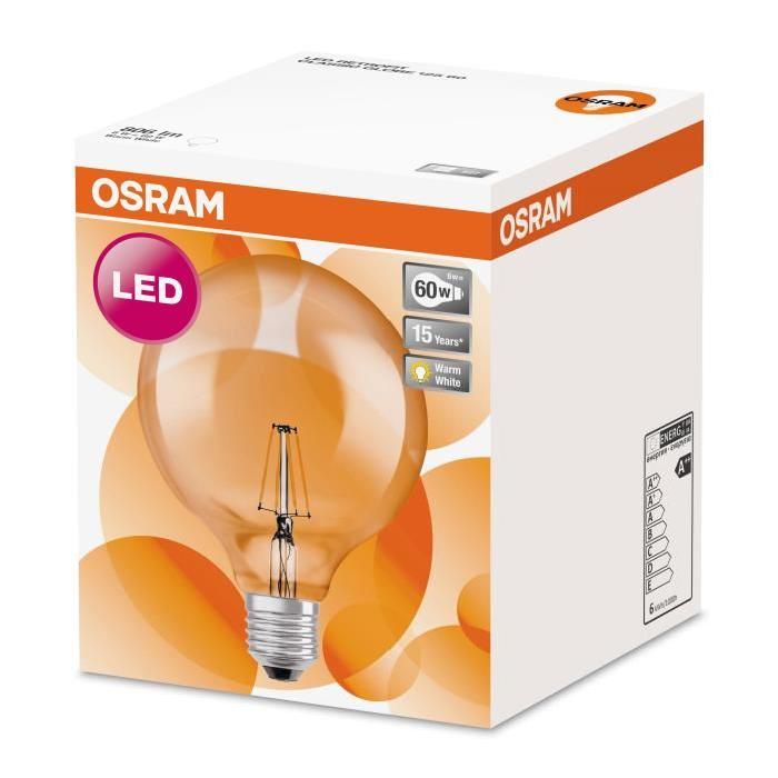 OSRAM Ampoule filament LED E27 6 W équivalent a 60 W blanc chaud