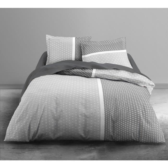 TODAY Parure de couette Only ORION - 1 housse de couette 220x240 cm + 2 taies d'oreillers 63x63 cm gris et blanc