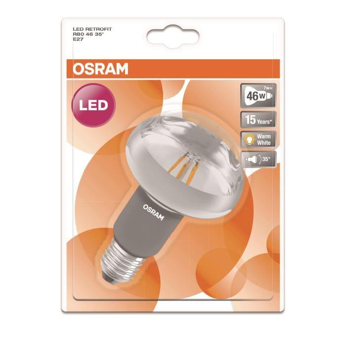 OSRAM Ampoule Spot LED R80 E27 7 W équivalent a 46 W blanc chaud