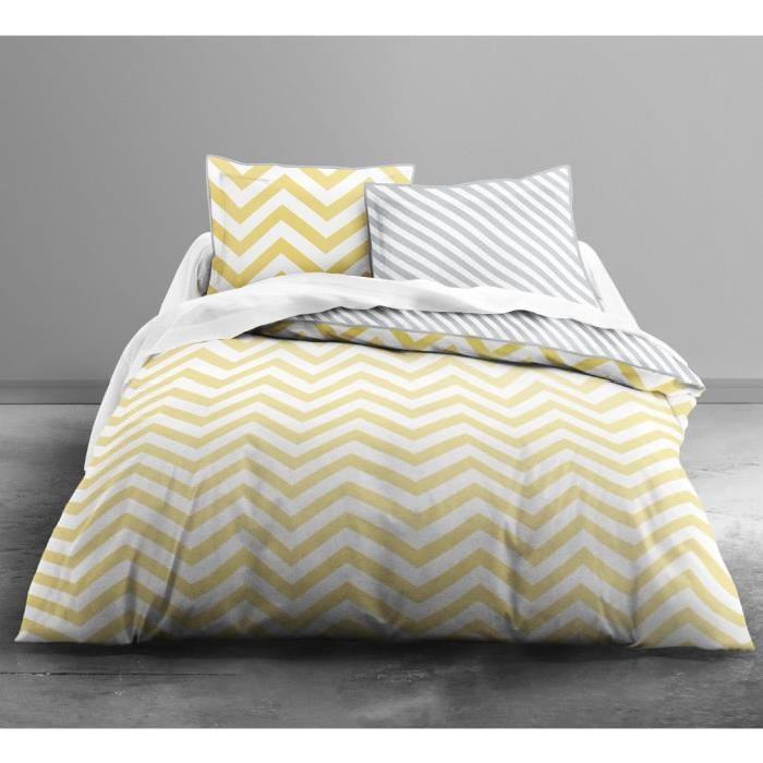 TODAY Parure de couette California Dream Zig Zag 100% coton - 1 housse de couette 220x240cm + 2 taies d'oreillers 63x63cm