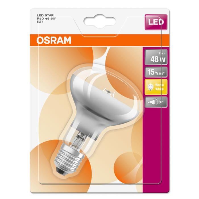 OSRAM Ampoule Spot LED R80 E27 7 W équivalent a 46 W blanc chaud