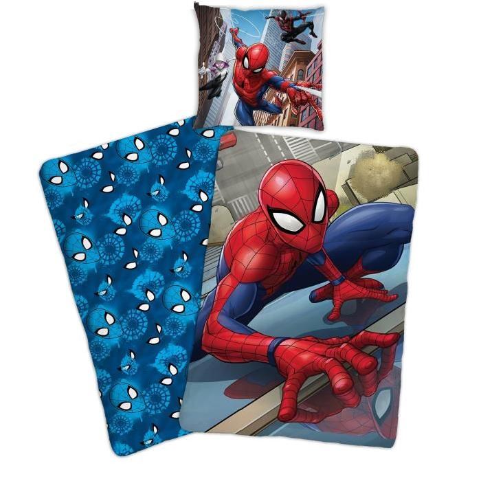 SPIDERMAN Parure de couette - 1 housse de couette 140x200 cm + 1 taie d'oreiller bleu