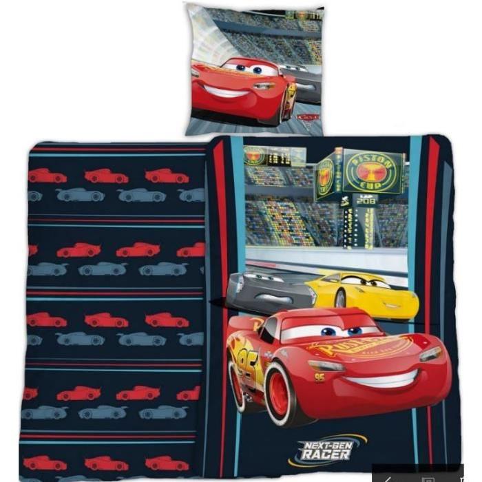 CARS Parure de couette - 1 housse de couette 140x200 cm + 1 taie d'oreiller 63x63 cm noir