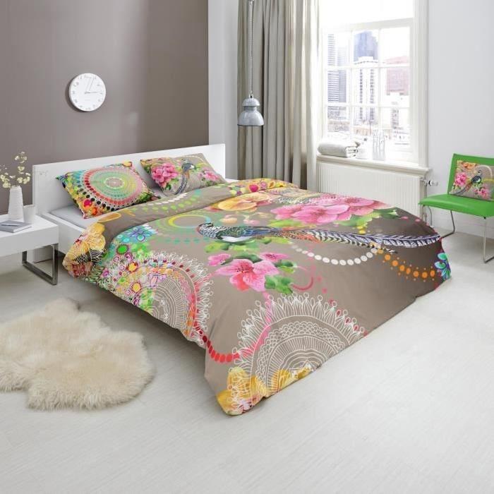 HIP Parure de couette Aimée 100% satin de coton - 1 housse de couette 200x200 cm + 2 taies d'oreillers 60x70 cm gris