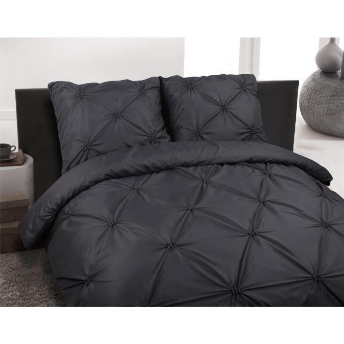 PURE Parure de couette Victoria - 1 housse de couette 220x240 cm + 2 taies d'oreiller 60x70 cm anthracite