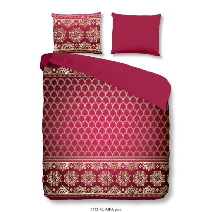 PURE Parure de couette Microfibre Abu - 1 housse de couette 140x200cm + 1 taie 60x70cm - Rose foncé