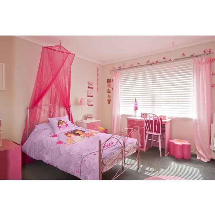 DORA & FRIENDS Parure de couette réversible 100% Coton - 1 housse de couette 140x200 cm + 1 taie d'oreiller 63x63 cm rose