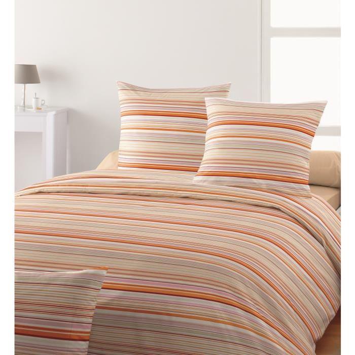 SANTENS Parure de Couette Coton ENDLESS 220x240 cm + 2 taies 63x63 cm - Orange