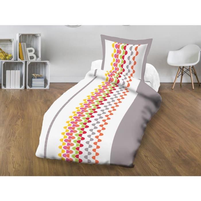 SOLEIL D'OCRE Parure Microfibre VITAMINE 140x200cm - Blanc