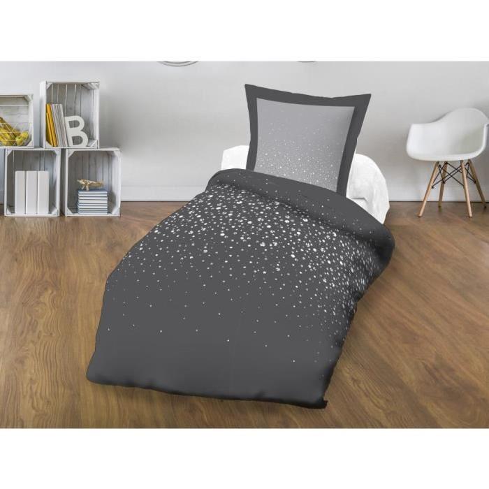 SOLEIL D'OCRE Parure Microfibre STRASS 140x200cm - Anthracite