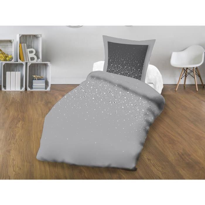 SOLEIL D'OCRE Parure Microfibre STRASS 140x200cm - Gris Perle