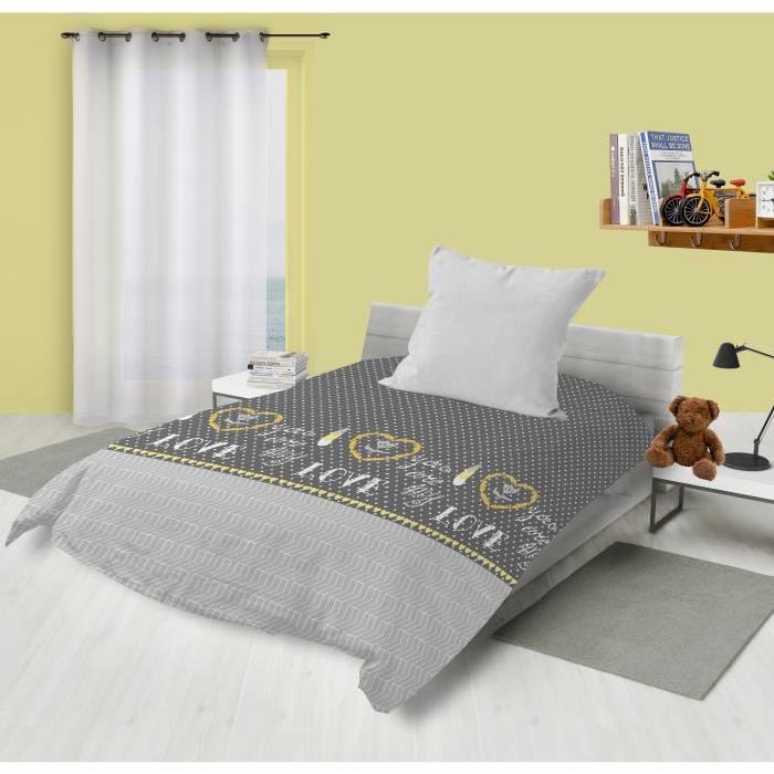 SOLEIL D'OCRE Parure Microfibre MY LOVE 140x200cm - Gris