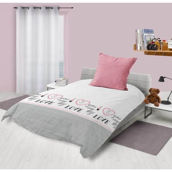 SOLEIL D'OCRE Parure Microfibre MY LOVE 140x200cm - Rose