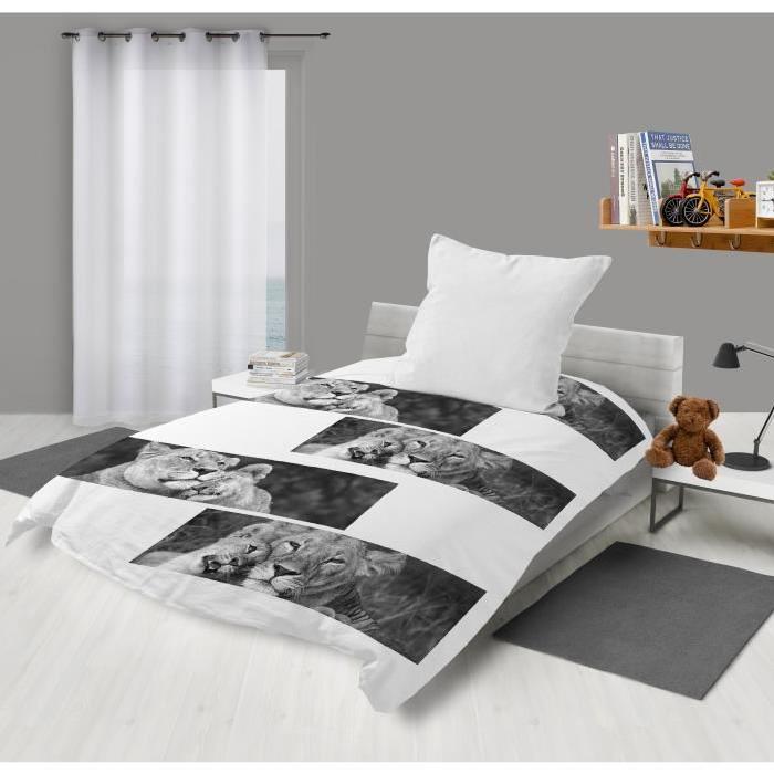 SOLEIL D'OCRE Parure Microfibre LION 140x200cm - Blanc