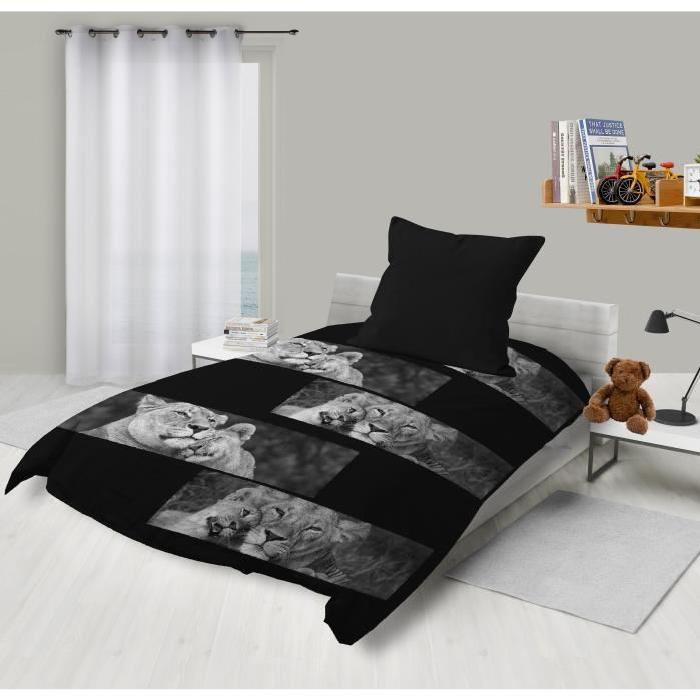 SOLEIL D'OCRE Parure Microfibre LION 140x200cm - Noir