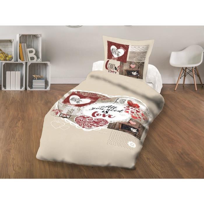 SOLEIL D'OCRE Parure de couette Coton WINTER HEART 140x200cm