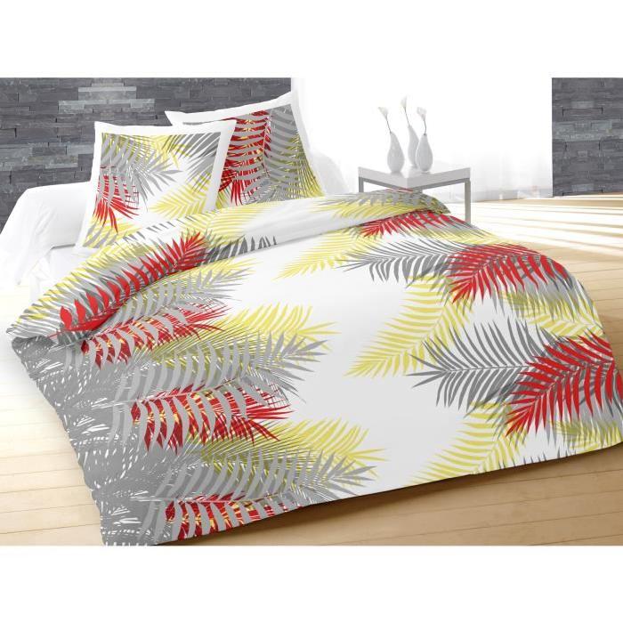 SOLEIL D'OCRE Parure 220x240cm Tropical gris + 2 taies 63x63cm