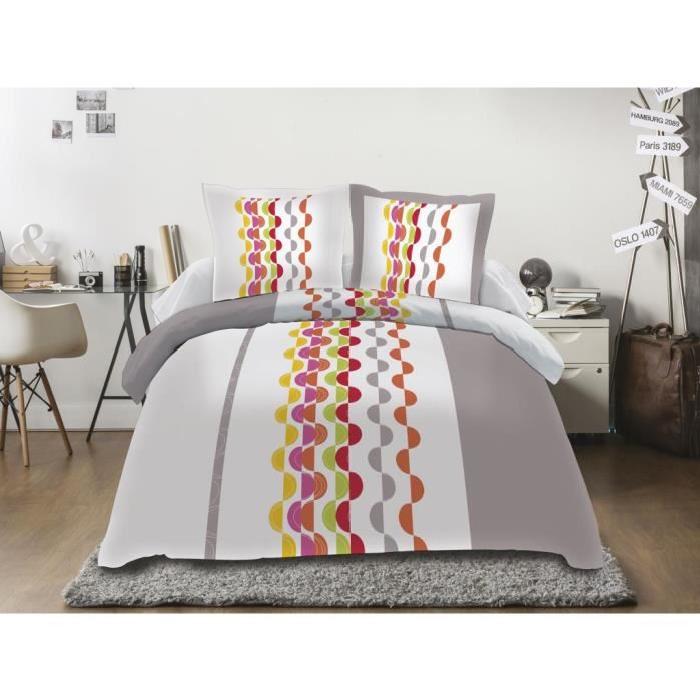 SOLEIL D'OCRE Parure Microfibre VITAMINE 220x240cm - Blanc