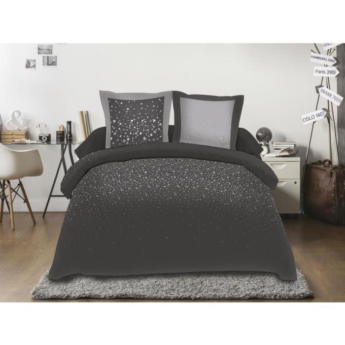 SOLEIL D'OCRE Parure Microfibre STRASS 220x240cm - Anthracite