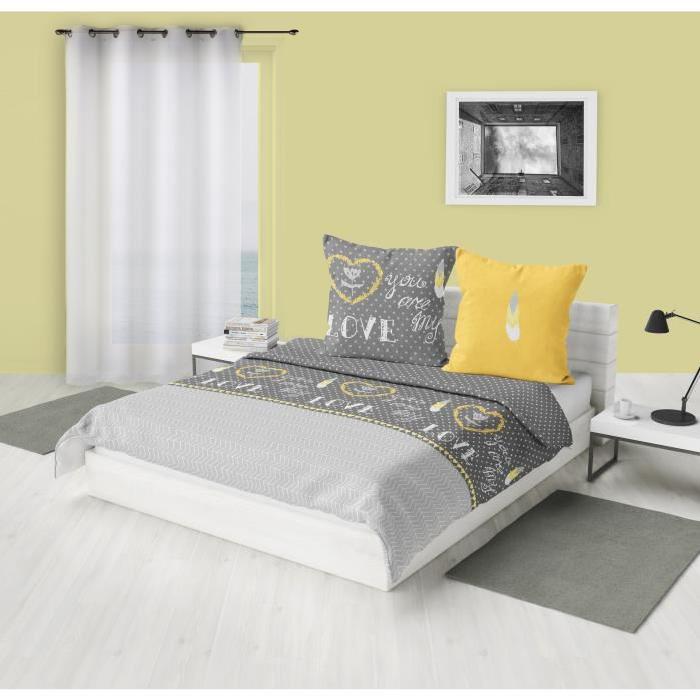 SOLEIL D'OCRE Parure Microfibre MY LOVE 220x240cm - Gris