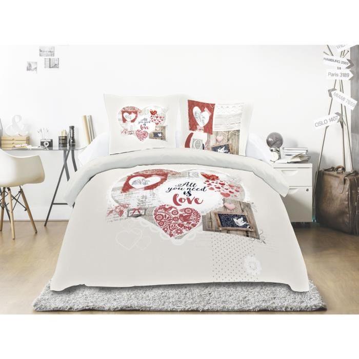 SOLEIL D'OCRE Parure de couette Coton WINTER HEART 220x240cm