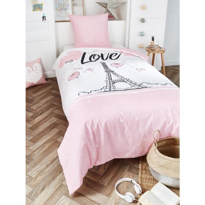 TODAY Parure de couette Coton STAR LOVE PARIS - 1 housse de couette 140x200cm + 1 taie 63x63cm