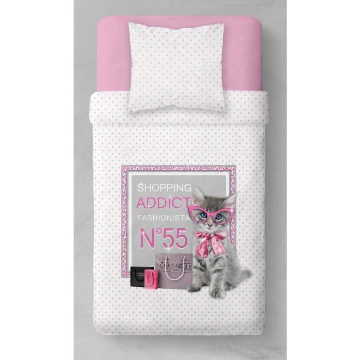 TODAY Parure de couette Microfibre ADDICT CAT - 140x200cm