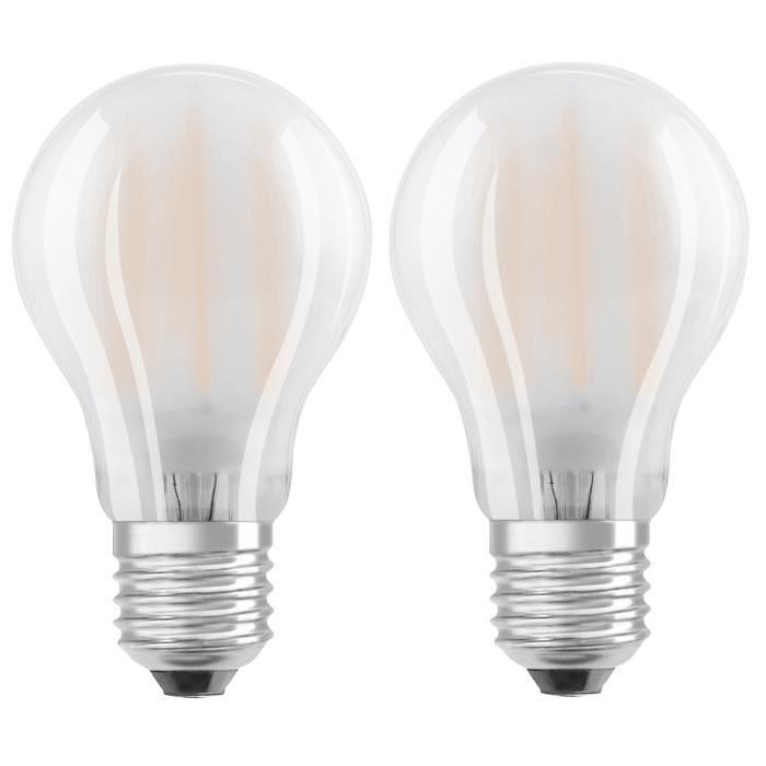 OSRAM Lot de 2 Ampoules LED E27 standard dépolie 7 W équivalent a 60 W blanc chaud