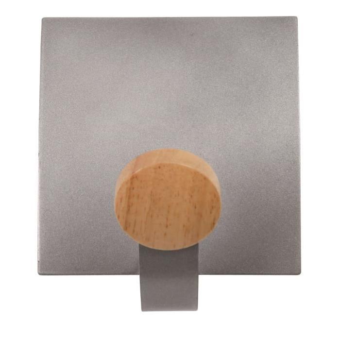 ALBA 1 Patere magnétique - Gris métal et bois clair - 13,7x11,9x10,3cm