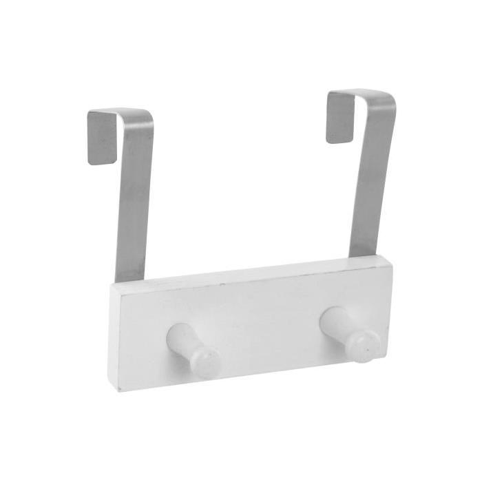 Patere de porte bois 2 boutons - 15 cm - Blanc