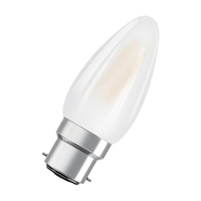 OSRAM Ampoule LED B22 flamme dépolie 4 W équivalent a 40 W blanc chaud