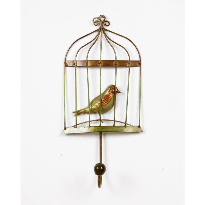 Patere Cage A Oiseaux - Métal - L 14,60 x P 6,98 x H 32,38 cm