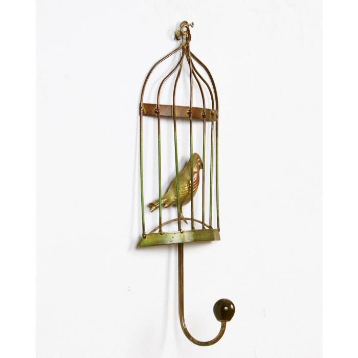 Patere Cage A Oiseaux - Métal - L 14,60 x P 6,98 x H 32,38 cm