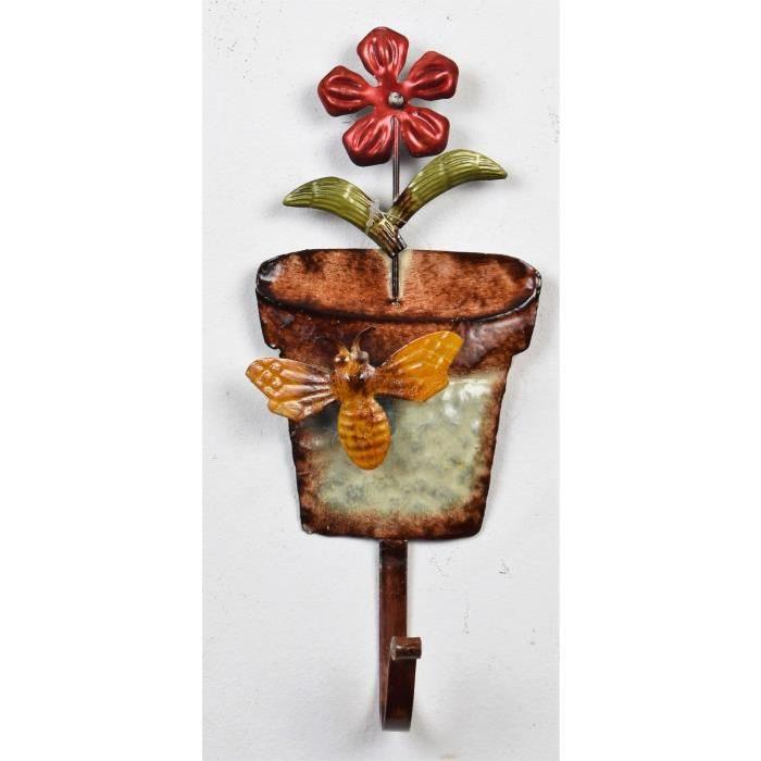 Patere Pot De Fleur - Métal - L 12 x P 5,72 x H 28,50 cm