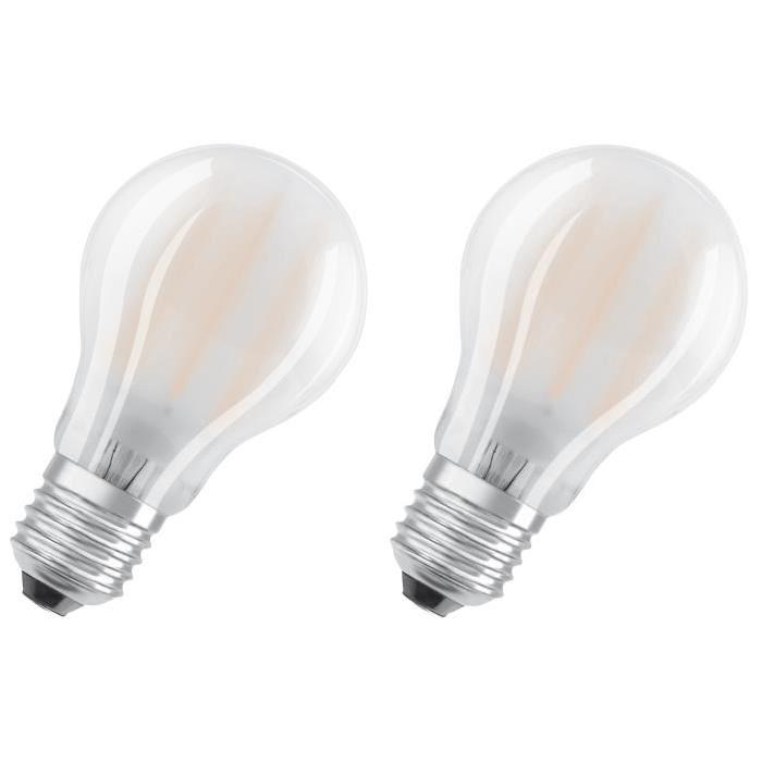 OSRAM Lot de 2 Ampoules LED E27 standard dépolie 7 W équivalent a 60 W blanc froid