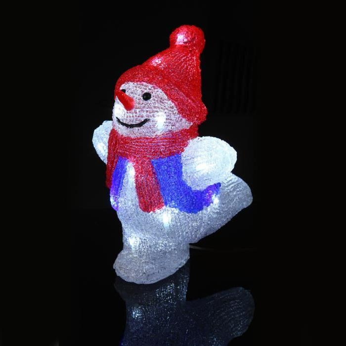 Figurine de Noël Bonhomme de neige lumineux Rouge H25,5 cm